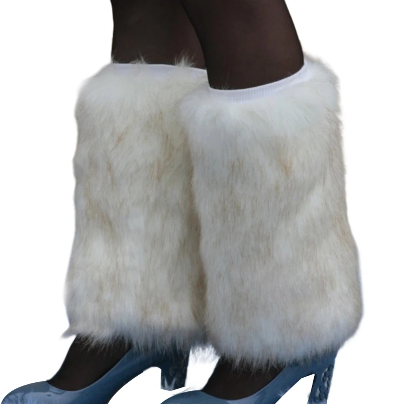 

Fuzzy Faux Fur Leg Warmers Womens Winter Warm Fur Boot Cuffs Cover Costume One Pair Fits Most Women 25cm 30cm 40cm Long T8NB