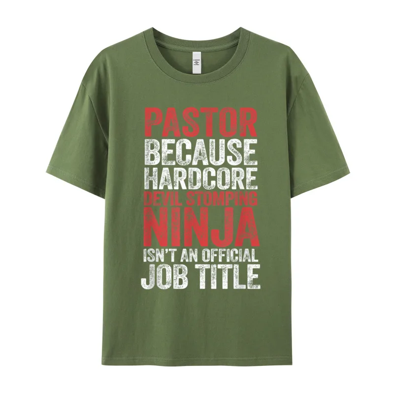 Latest PASTOR Because Devil Stomping Ninja Tshirts VALENTINE DAY Round Collar Pure Cotton Tops & Tees for Men Shirts Slogan