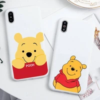 cute winnie the pooh phone case for iphone 13 12 11 pro max mini xs 8 7 6 6s plus x se 2020 xr candy white silicone cover