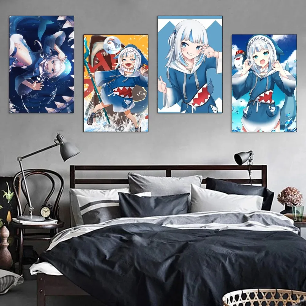 H-Hololive Gawr Gura Постер Холст Искусство Современная Семейная Спальня Настенный Декор
