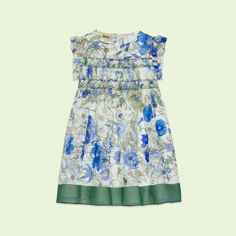 

NIGO Children's Summer Floral Print Casual Short Sleeve Dress #nigo36683
