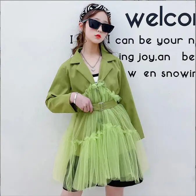 Женский блейзер составного кроя с поясом хлопковая вуаль в Корейском стиле