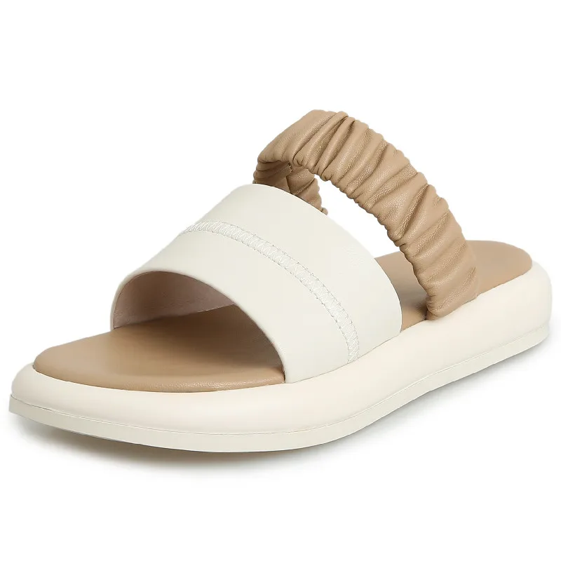 

Dilalula 2022 Women Sandals Summer Sweet Concise Mixed Colors Genuine Leather Flat Platforms Comfort Casual Slippers Shoes Woman