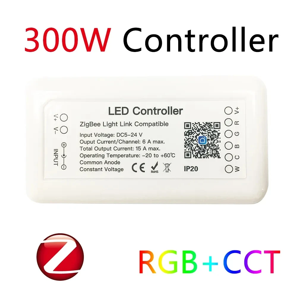 

Умный контроллер светодиодной ленты Tuya Zigbee, контроллер RGB + CCT, 6 контактов, флэш-контроллер, работает с Alexa Google Assistant
