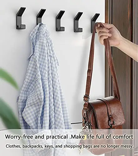 No Drilling Double Hook Black White Towel for Bathroom Bedroom Robe Coat Livingroom Kitchen Accessories |