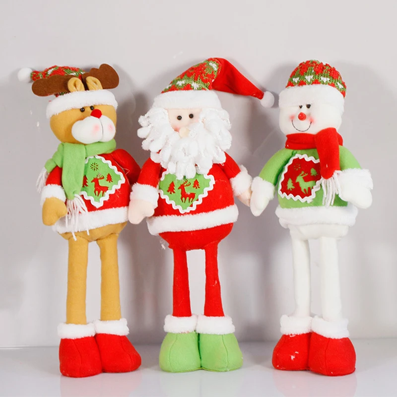 

Christmas Dolls Retractable Santa Claus Snowman Elk Toys Xmas Figurines Decoration For Home Xmas Party Navidad Christma Gift