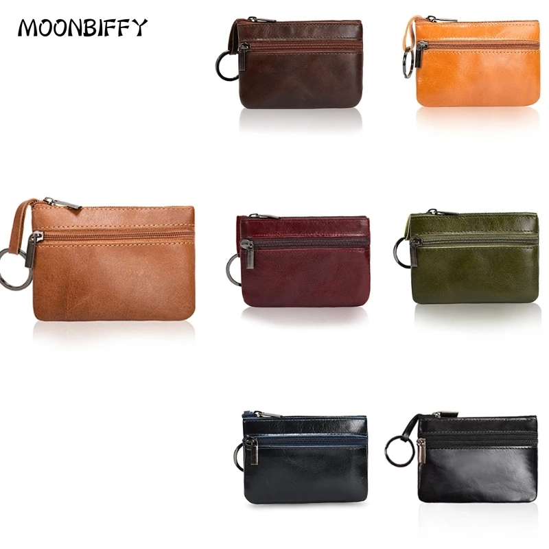 

Кошелек из натуральной кожи для мужчин и женщин, Маленький Многофункциональный Дамский бумажник на двойной молнии для мелочи, кредитных ка...