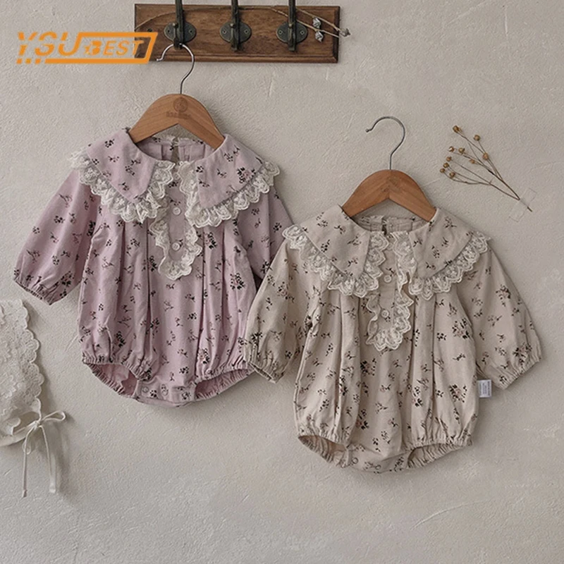 

Sweet Princess Dresses Baby Girls Sister Rompers Clothes Toddler Autumn Baby Rompers Children Girls Long Sleeves Floral Dresses