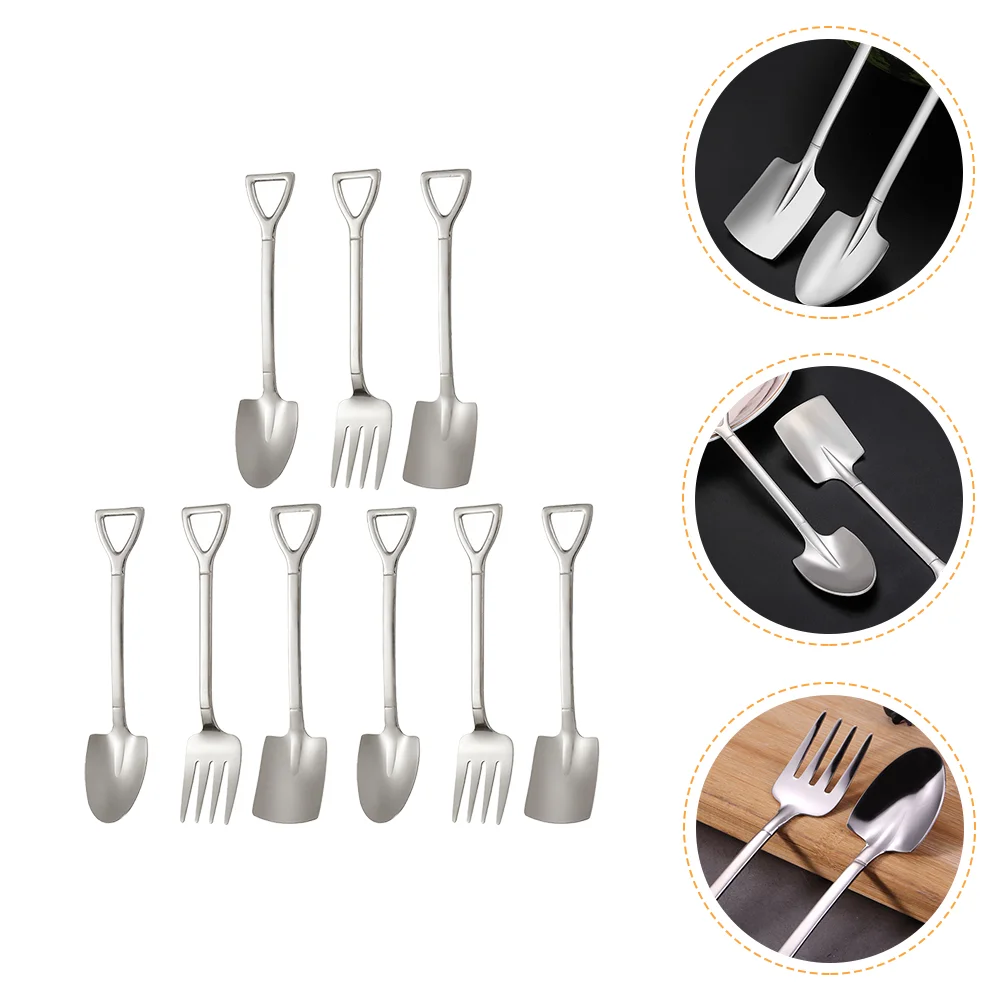 

9 Pcs Dessert Spoon Stainless Steel Espresso Coffee Stirrer Condiments Salt Spoons Creative