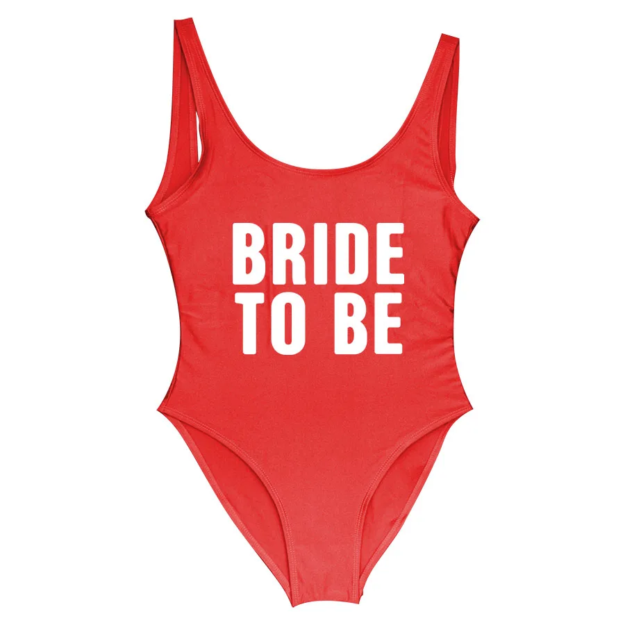 

S-3XL BRIDE TO BE Swimsuit Women Summer One Piece Swimwear Wedding Party Bodysuits High Cut Waist Beachwear Bathing Suit