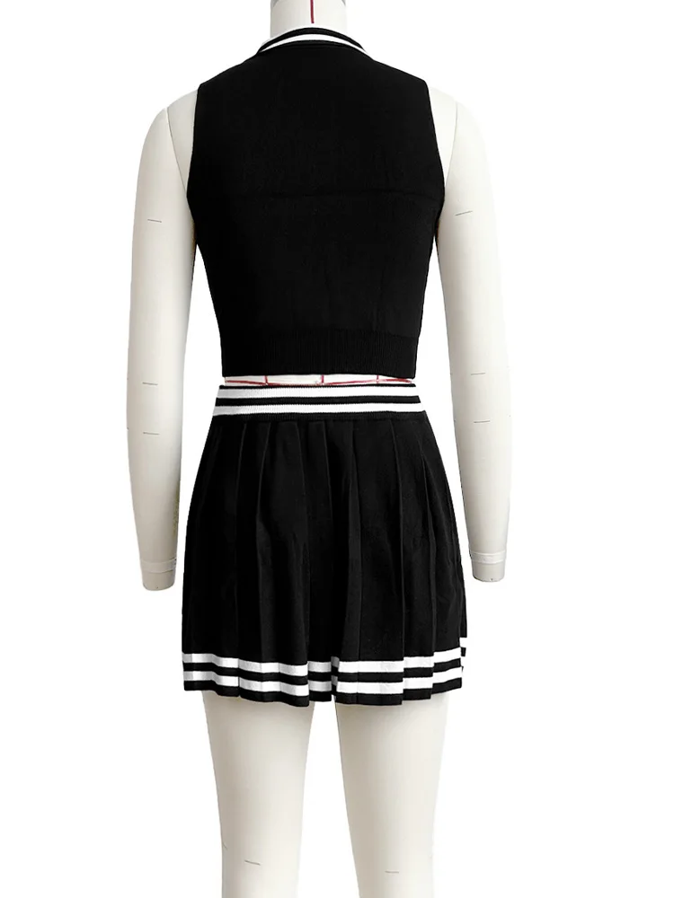 Женское трикотажное платье-двойка в рубчик с высокой талией