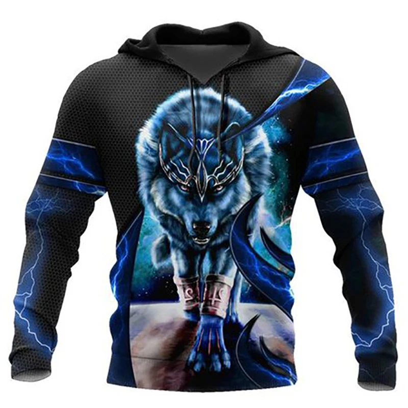 Spring Autumn Wolf Animal Men's Hoodies 3D All Over Printed Sweatshirt Unisex Pullover Casual Jacket Streetwear Coat