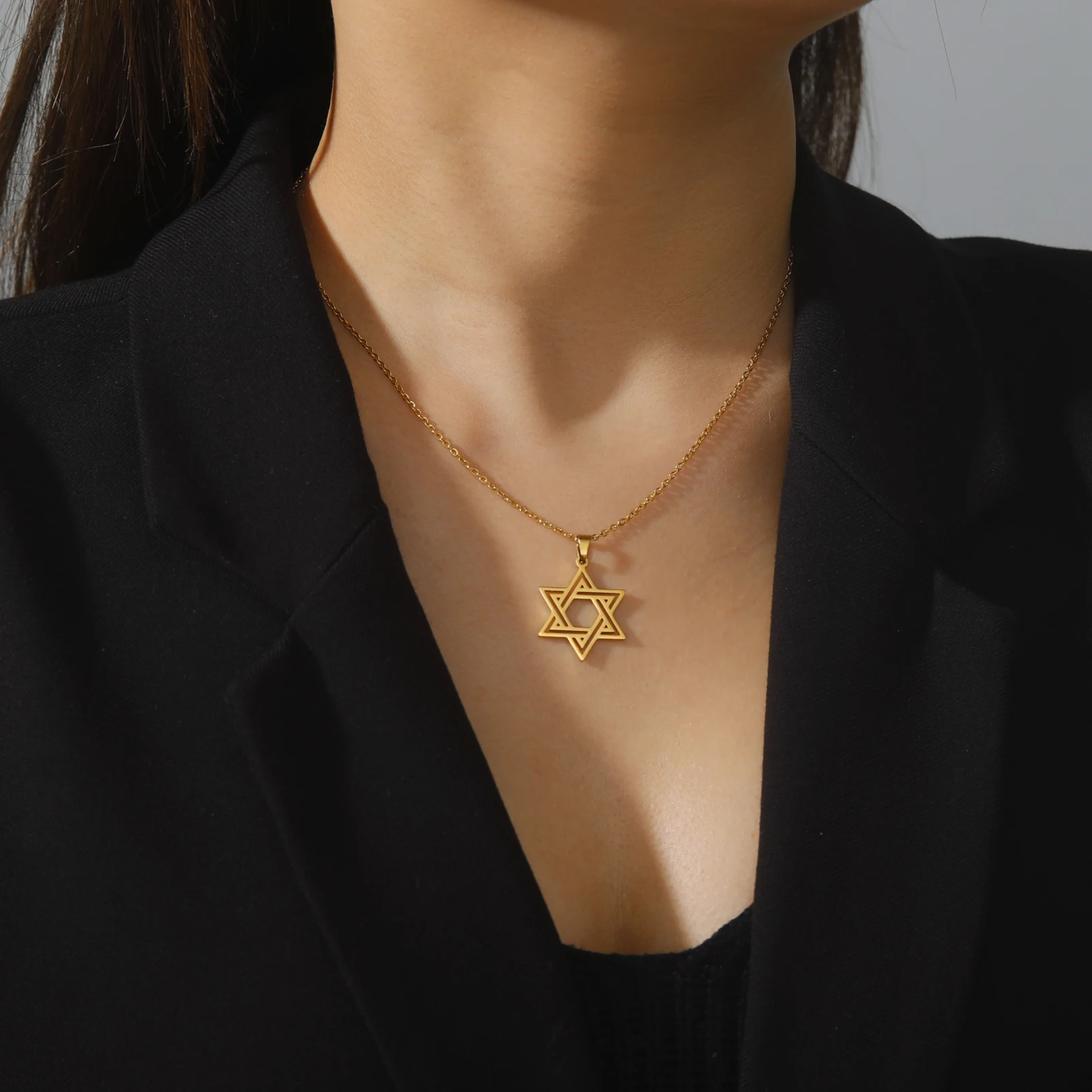 LIKGREAT Ожерелье Звезды Давида дамы мужчины Израиль шестиугольный символ Магена