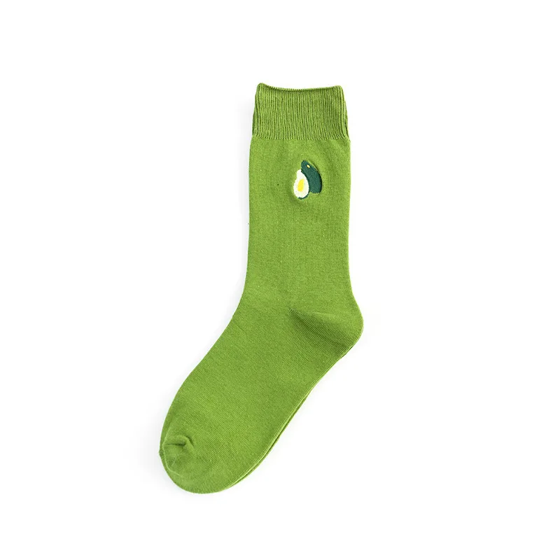 5 Pairs Colorful Fashion Harajuku Lovelty Cute Women Socks Cartoon Fruit Greet White Avocado Girl Cotton Casual Socks