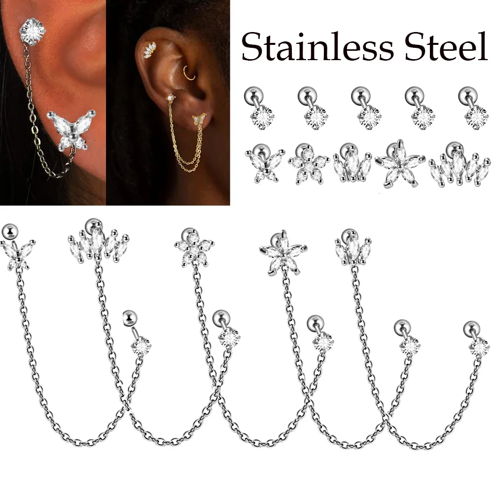 Серьга-гвоздик из хирургической стали Ювелирное Украшение для пирсинга Lobe с