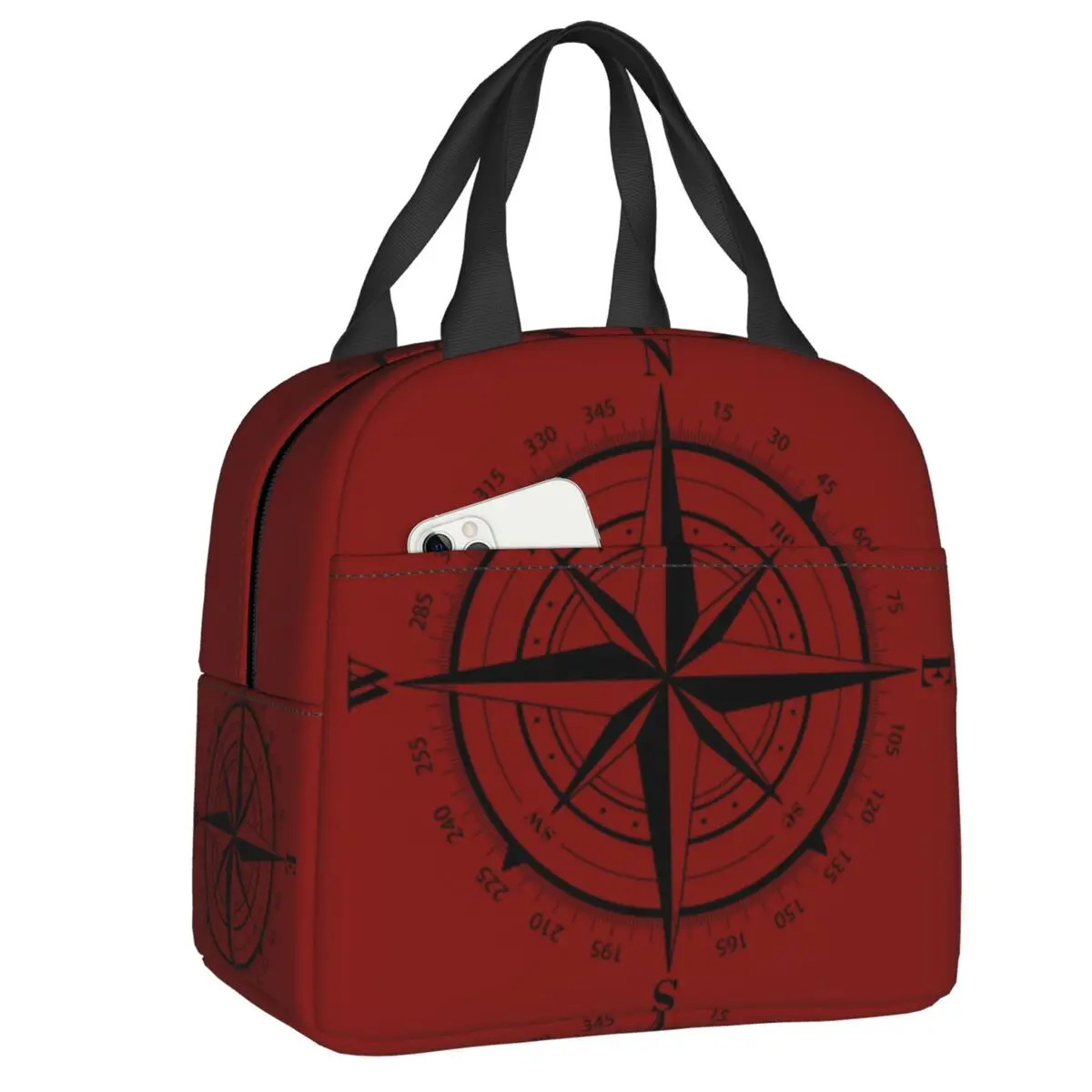 

True North Compass Nautical Love Insulated Lunch Bag for Women Waterproof Sailing Sailor Thermal Cooler Lunch Tote Beach Travel
