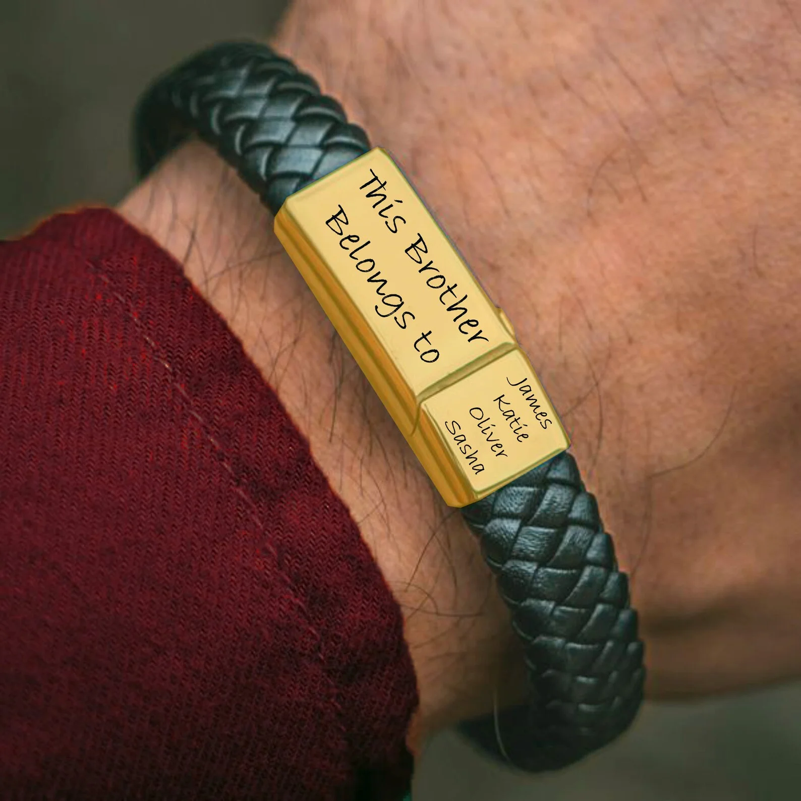 Мужской браслет polyhedplus с гравировкой имени, браслет из нержавеющей стали, плетеные кожаные браслеты, подарок на день отца