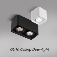 gu10 square ceiling downlight cob rotatable surface mountded ceiling lamp double single head black white spotlight fitting
