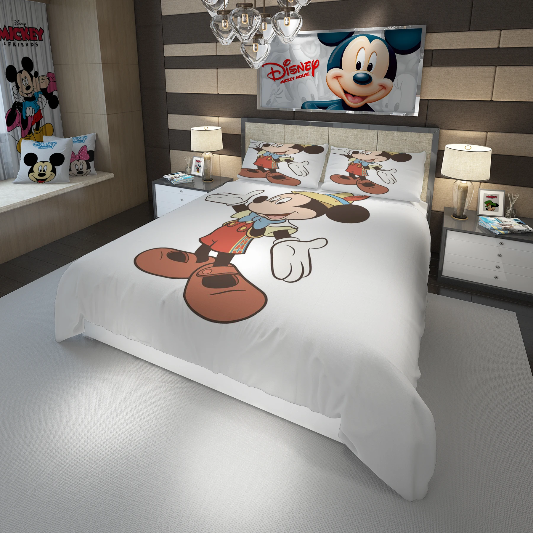 

Комплект постельного белья с изображением мультяшных героев Диснея Микки, для пар, король, один размер, для детей, пододеяльник, наволочка
