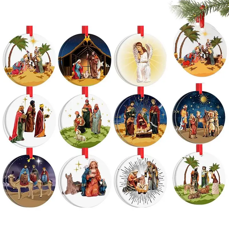 

24 шт., круглые декоративные украшения для новогоднего Рождества