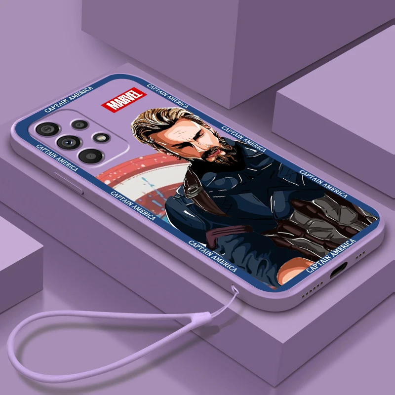 

Marvel Thanos Iron Man Cute Liquid Rope Phone Case For Samsung A73 A72 A71 A52 A53 A54 A51 A42 A34 A32 A14 A21 A13 A04 A03