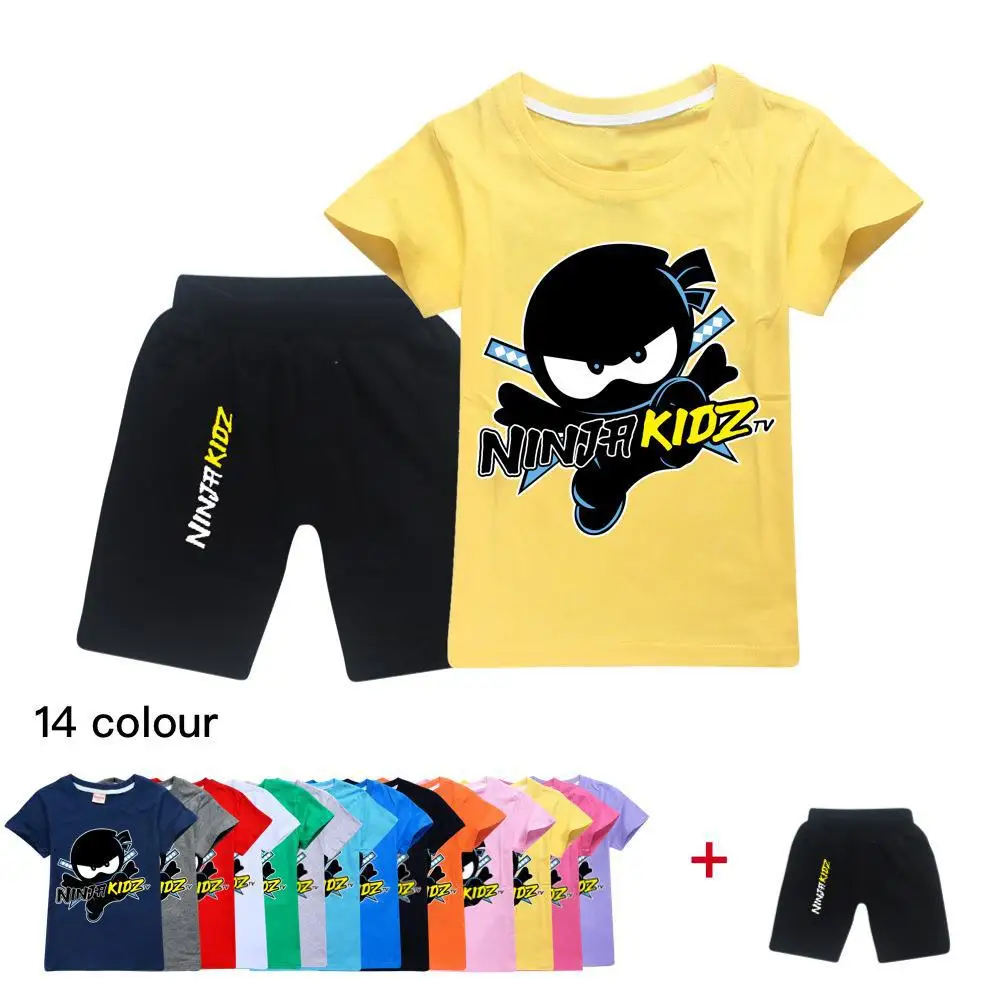 Фото Детский костюм NINJA KIDZ, футболка с короткими рукавами для мальчиков и девочек + шорты, комплект из 2 предметов №2