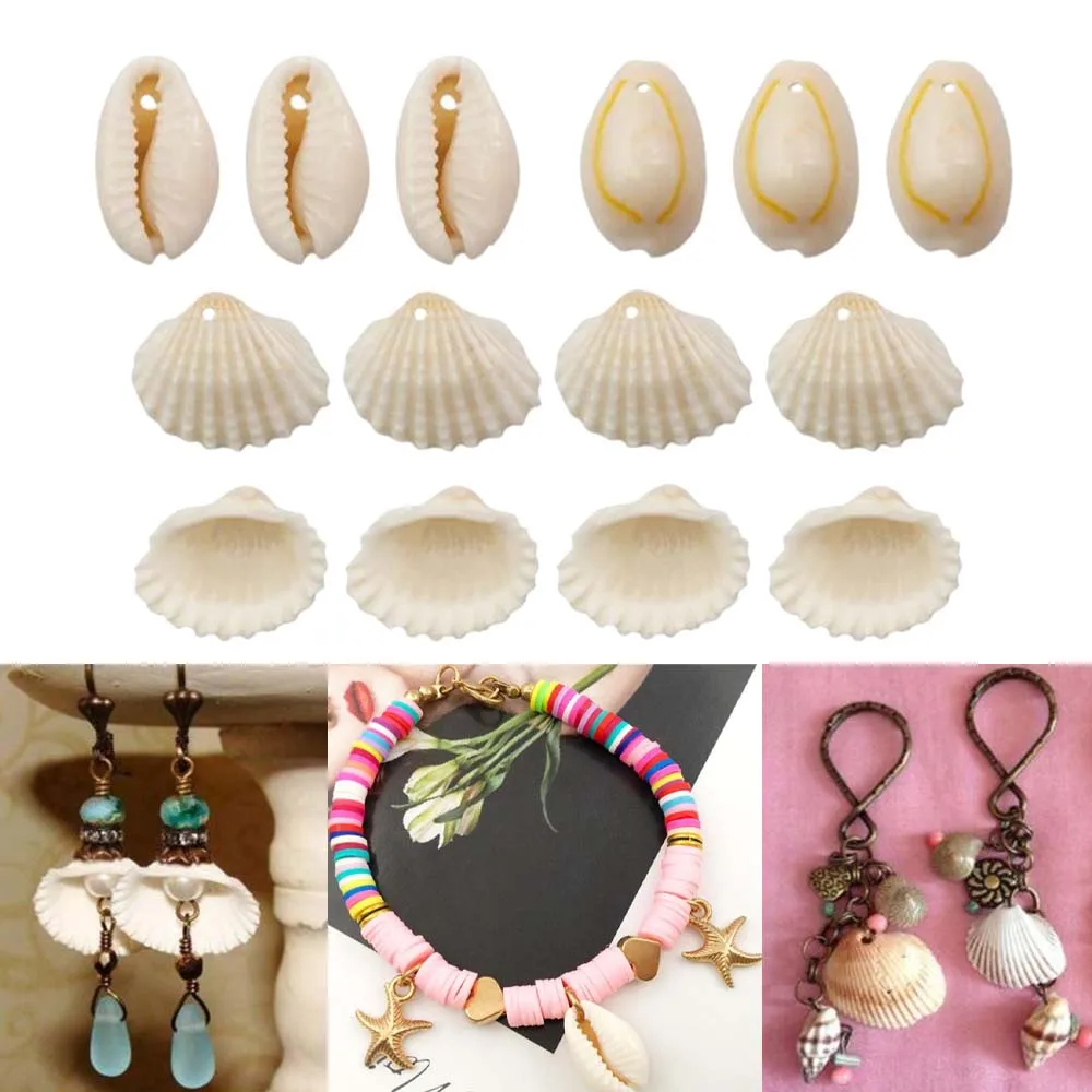 

20pcs White Sea Shell Beads Charm Pendant For DIY Necklace Bracelet Keychain Key Ring Jewelry Craft Making Accessories Materials