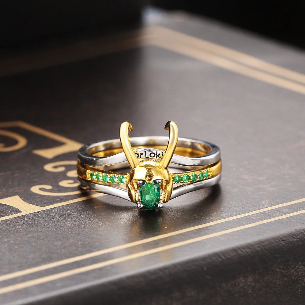 

Disney Marvel Anime Toy Loki Ring Three-in-One Marvel Avengers Super Contest Rocky Helmet Ring Accessories Jewelry Birthday Gift