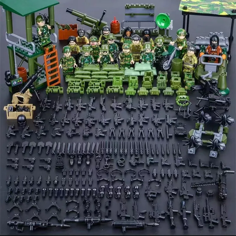 

WW2 Military Special Forces Modern Soldier City Jungle Post Weapons Figures Rifle Building Block Boy Toys Birthday Gift PUBG