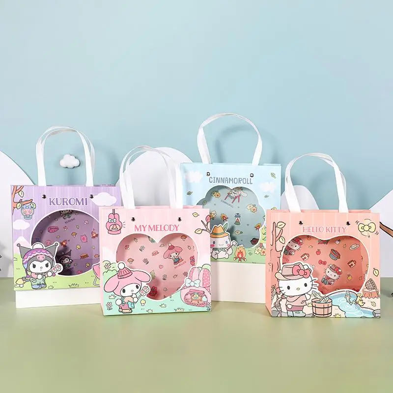 

Kawaii Sanrios Cinnamoroll Kuromi My Melody Hollow Gift Bag Anime Cute Girl Heart Gift Bag High Capacity Birthday Party Gift Bag
