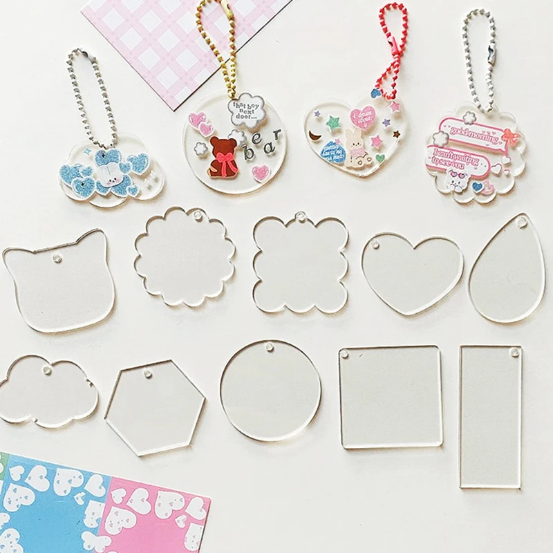 

10Pcs Transparent Acrylic Blanks Rounds Heart Discs For Diy Keychain Pendant Jewelry Making Handmade Creativity Keychain Tags
