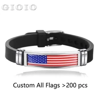 gioio 2022 souvenir gift usa spain flag bracelet for men women israel germany flags adjustable silicone wristband bangle