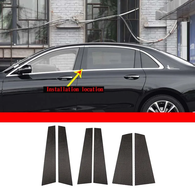 

Dry Carbon Fiber Car Window Center Pillar Sticker Trim External Decoration Accessories For Mercedes -Benz E -Class W213 2016 -20