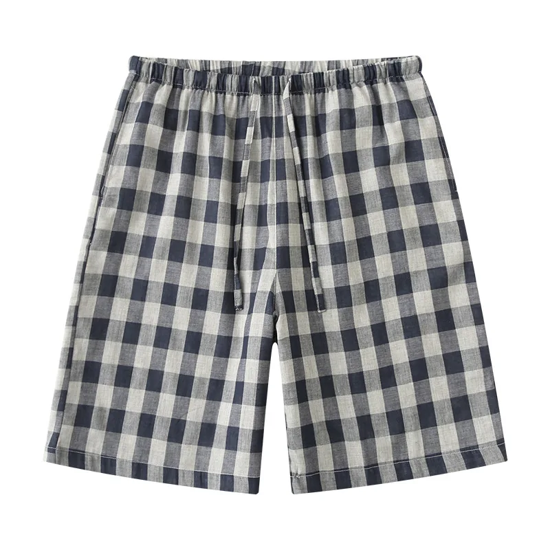 Pajamas for Men Cotton Summer Can Be Worn Outside  Loose Home Shorts Large Size Plaid Beach Pants Soft and Leisure Sleepwear