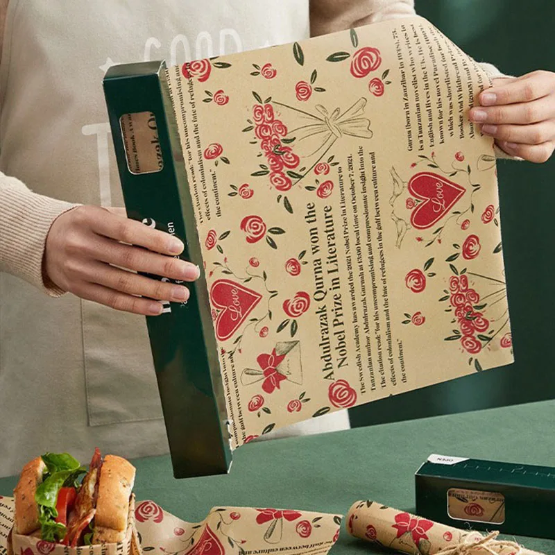 

Silicone oil Paper Food Grade Grease Paper Food Wrappers Wrapping Paper For Bread Sandwich Burger Fries Oilpaper Baking Tools
