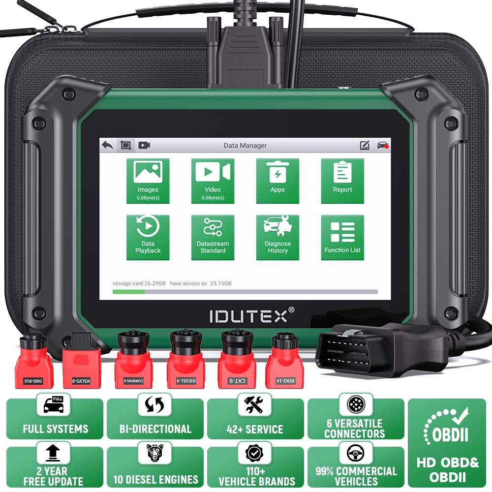 Фото IDUTEX TS710 Сверхмощный сканер грузовиков, двунаправленный D.PF Regen 42+, сбросы дизельного двигателя, все системы, инструменты для диагностического сканирования грузовиков OBD2 №1
