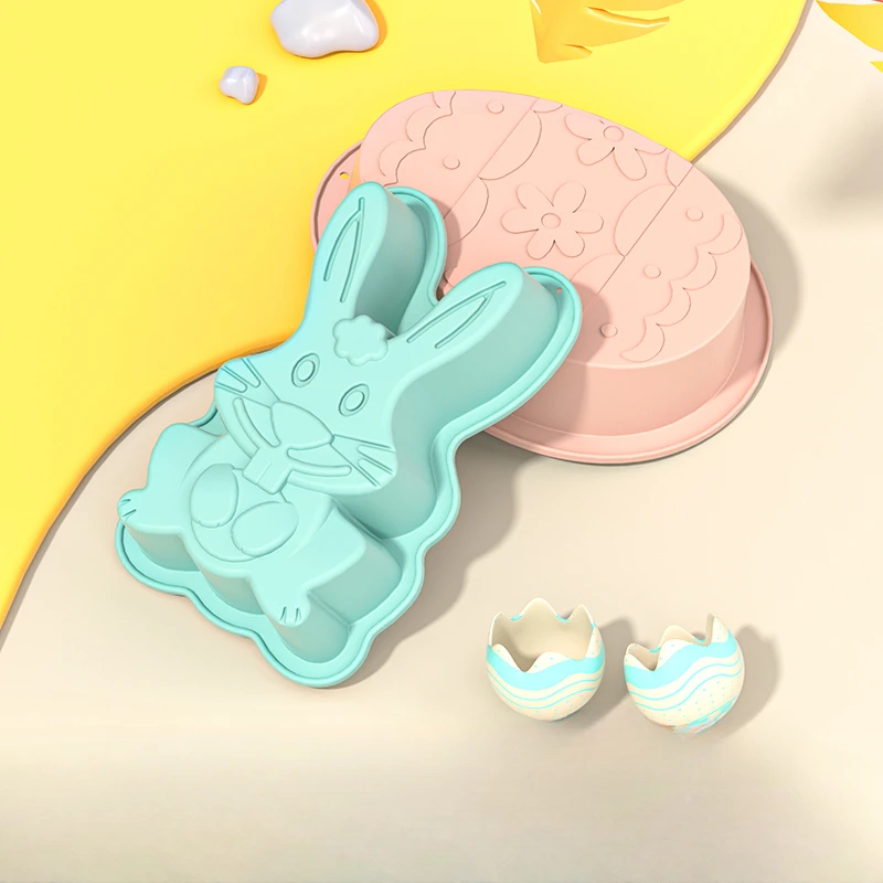 

Easter Rabbit Silicone Mold Bunny Dinosaur Egg Baking Mold Chocolate Candy Mould Dessert Decorating Supplies Cooking Cake Pastry
