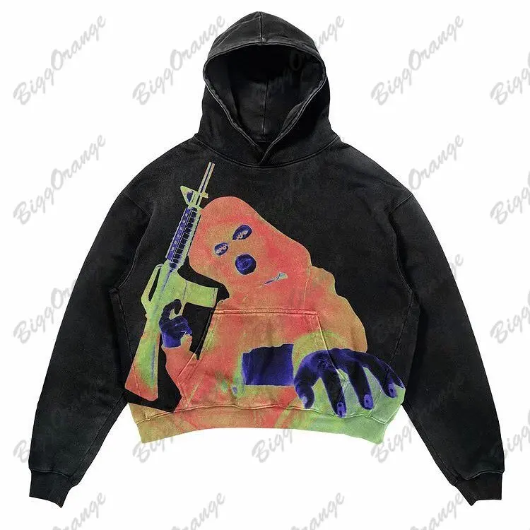 

Y2k Vintage Street Wear Popular Skull Print Design Hoodie Women's Casual Sweatshirt Couples Harajuku GothSuit Pop Clothes