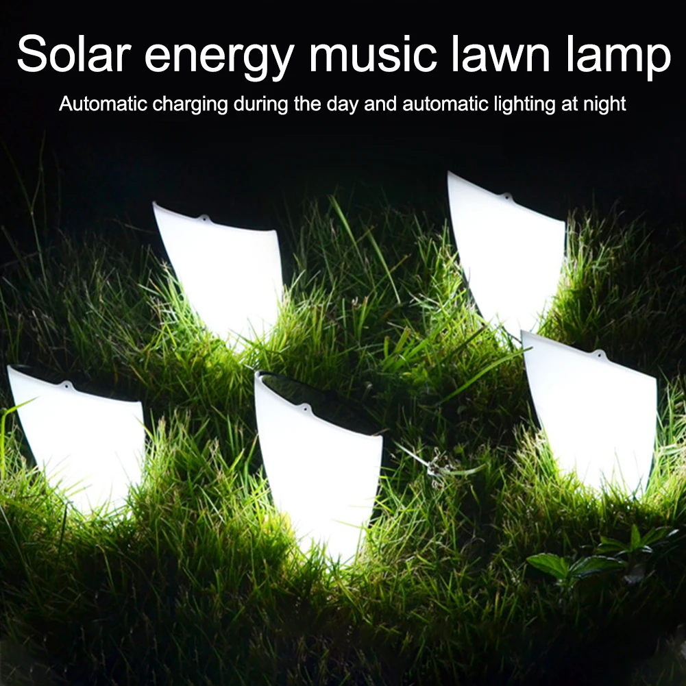 

2pcs/set LED Music Lawn Lamp Solar Powered With Sound Walkway Decoration Yard Christmas Patio Waterproof Garden Light Party