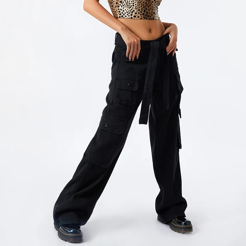Женские осенние брюки-карго однотонные Свободные повседневные брюки с