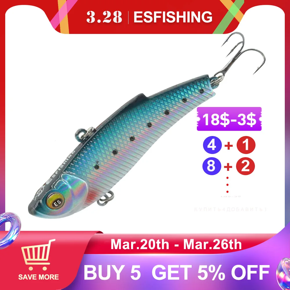 ESFISHING Quality Hard Bait DEFO VIB 70mm15g Pike Winter Ice Fishing Lure Tackle Sinking Icsa Artificial Wobblers Free Shipping