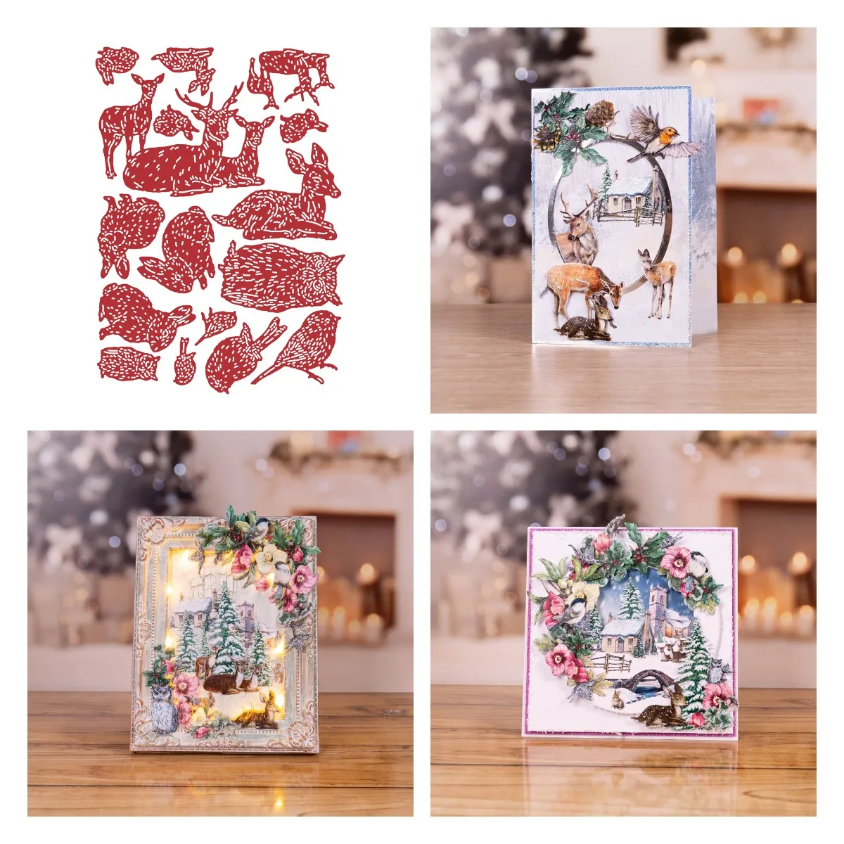 

Dies Scrapbooking A Christmas Gathering Deer Rabbit Cutting Dies Craft Embossing Make Paper Greeting Card Making Template Diy