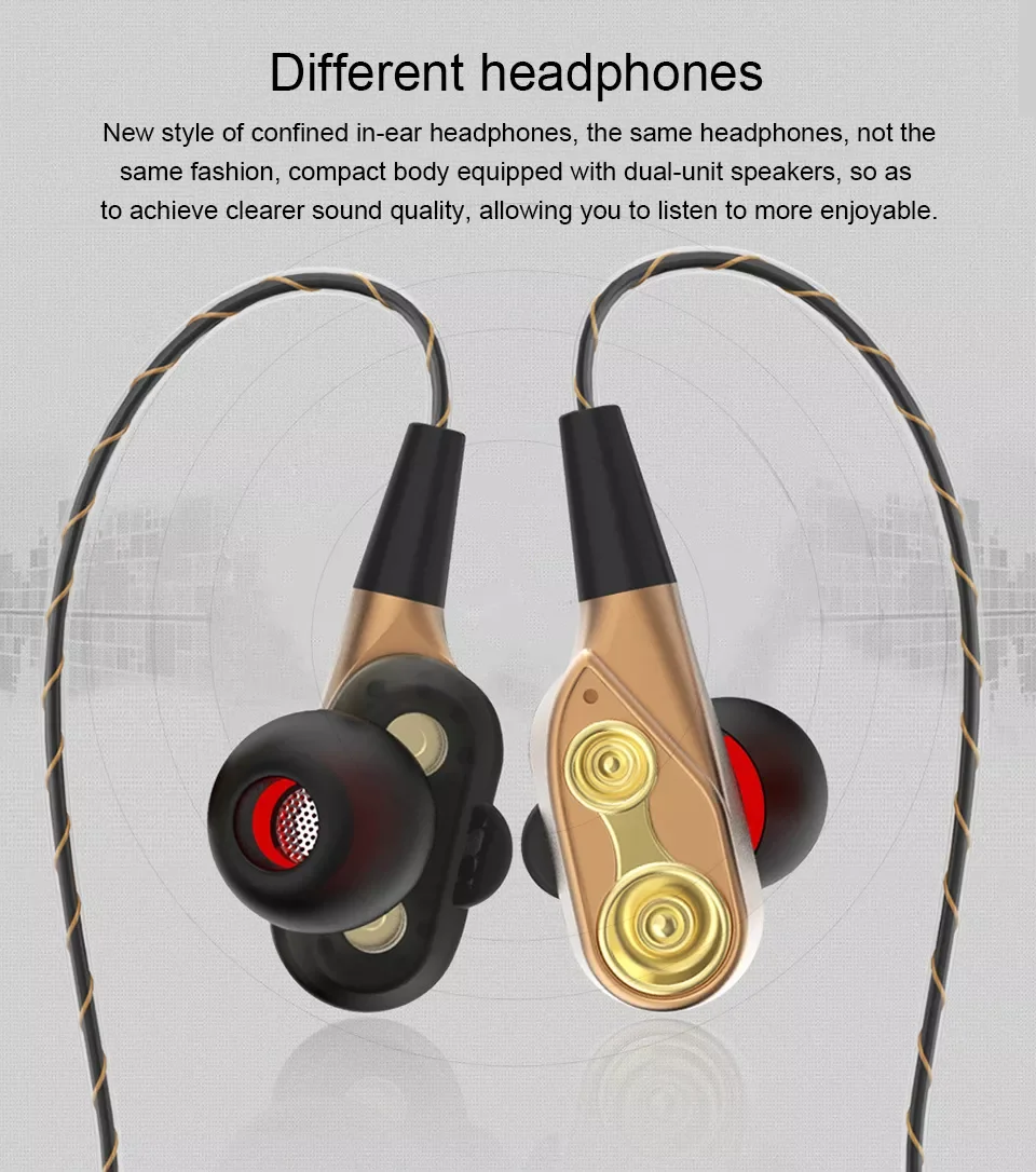 

For iPhone Samsung Huawei Xiaomi earpiecesDual Drive Stereo Wired earphone In-Ear Sport Headset With Mic mini Earbuds Earphones
