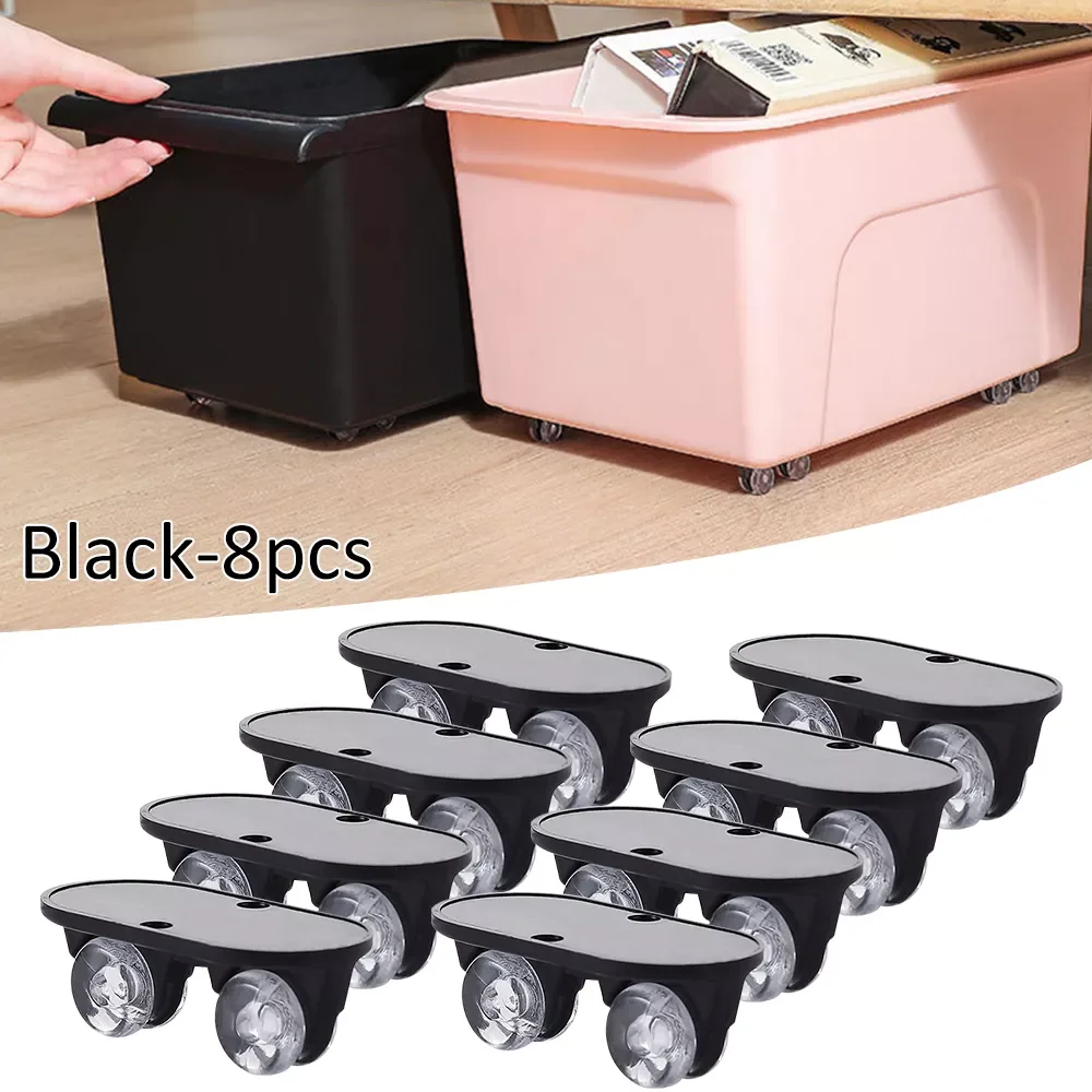 

4/8pcs Adhesive Pulley Storage Box Casters Trash Can Self-Adhesive Furniture Caster Wheel Home Silent No Scratches Box Wheels
