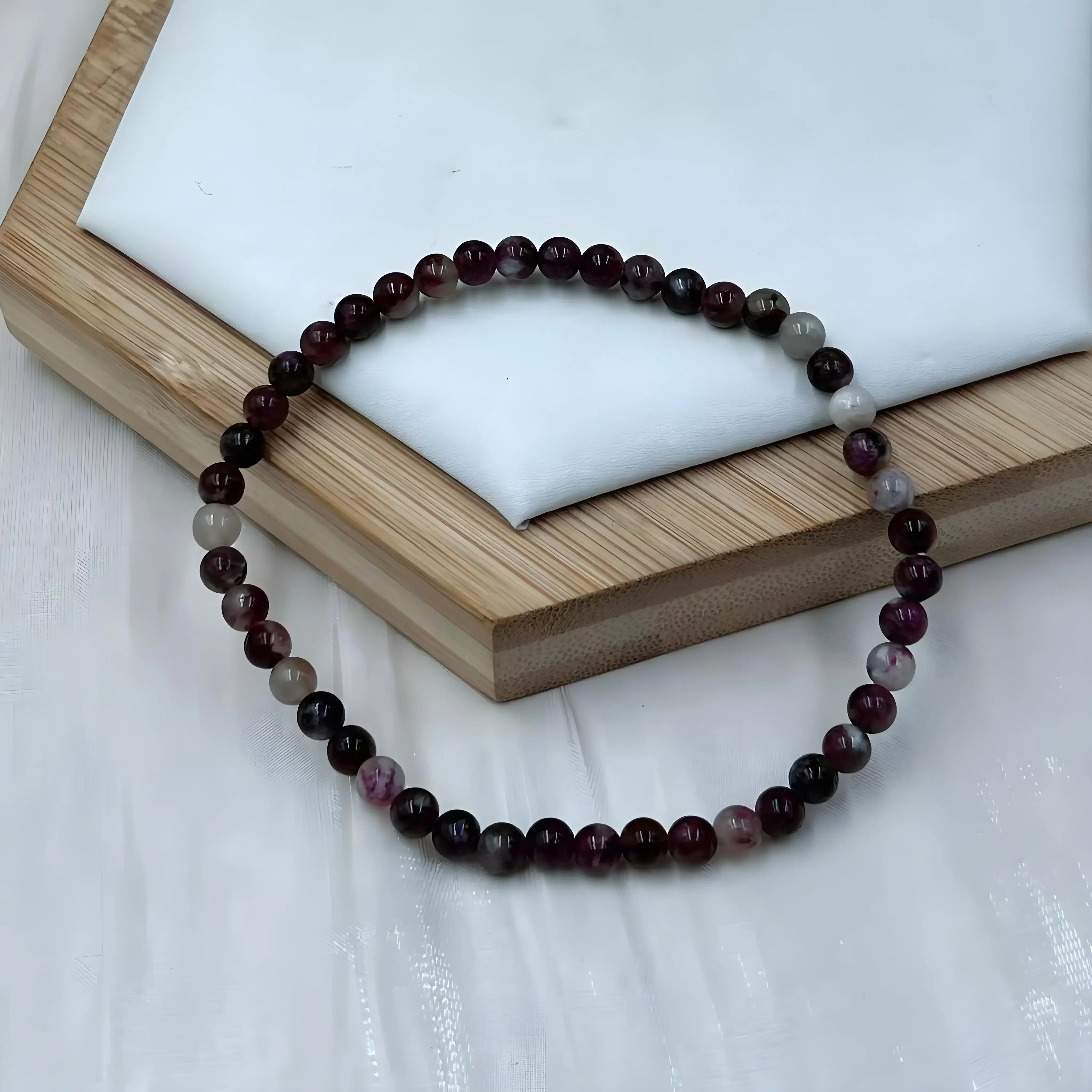 8 мм 4 круглый натуральный камень сливовый турмалин кварцевый браслет ожерелье
