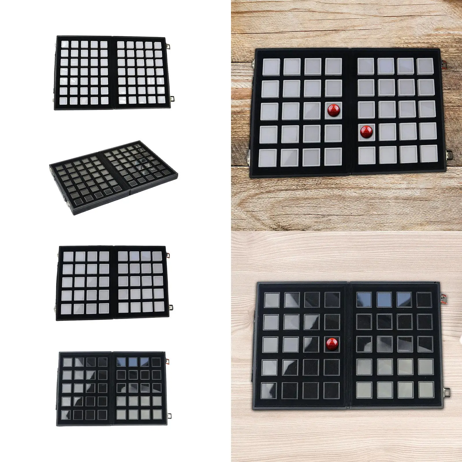 Поднос для демонстрации драгоценных камней с бриллиантами баночки несколькими