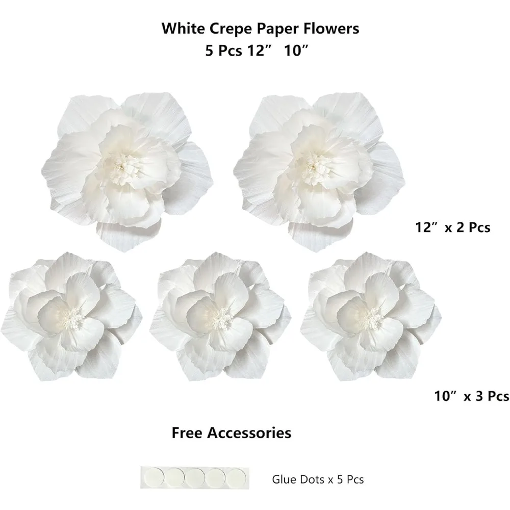 

Искусственные бумажные цветы 3D, набор из 5 штук