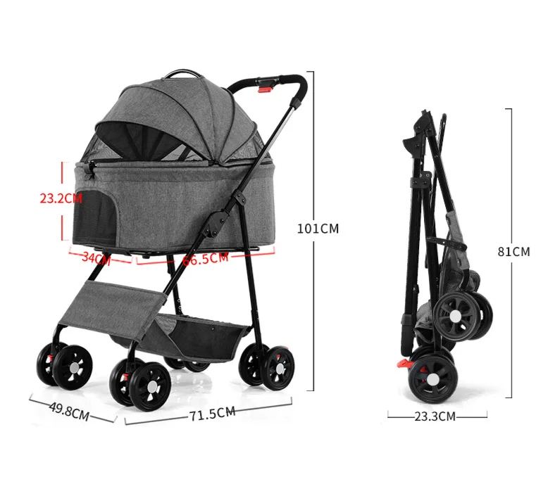 Складная коляска для домашних питомцев складная переноска с тормозами корзина