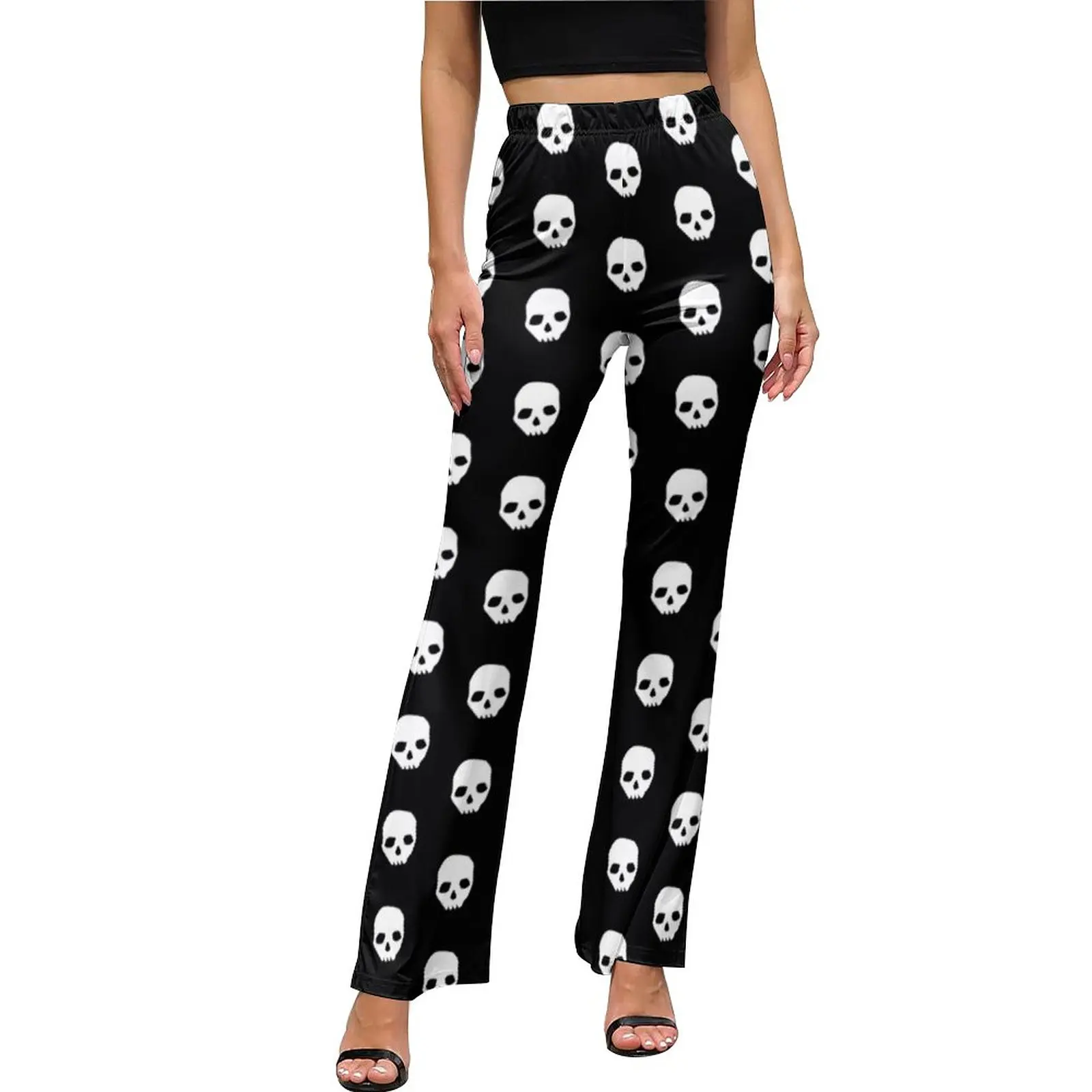

Goonies Skull Casual Pants Summer Retro Movie Print Kawaii Print Flared Trousers High Waist Slim Fit Stretch Streetwear Pants