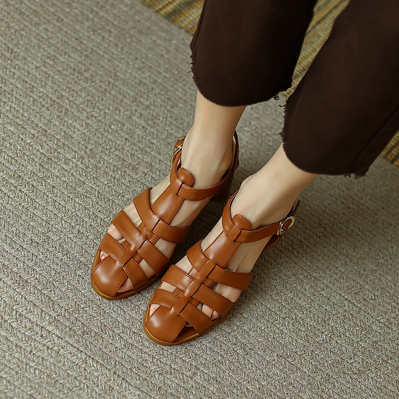 

Brand Design 2022 New Summer Fashion Women Sandals Platform Ladies Shoes Buckle Strap Thick Sole Sandalias Mujer Leather Sandals